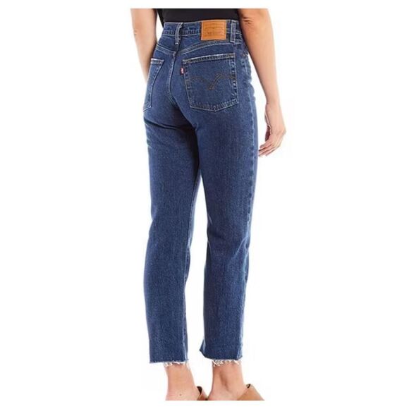 Levi’s 26” Wedgie Straight high waisted button fly raw hem jeans. - Picture 2 of 8